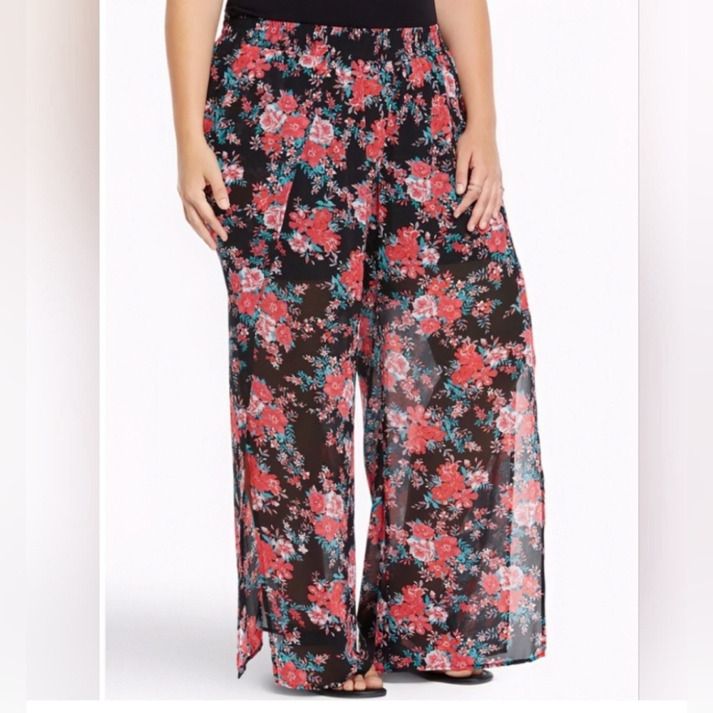 Torrid Boho Palazo Open Front Pants With Sewn In … - image 1